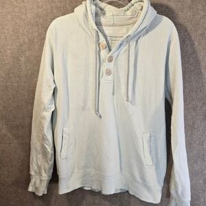 Happy Earth Organic Conscious Cotton Henley Hoodie Light Mint Green Mens Medium